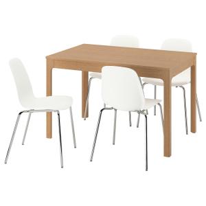 IKEA - LIDÅS mesa y 4 sillas, robleblanco cromado, 120180 c…
