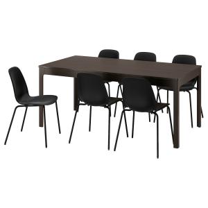 IKEA - LIDÅS mesa y 6 sillas, marrón oscuronegro negro, 180…