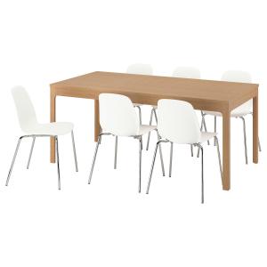 IKEA - LIDÅS mesa y 6 sillas, robleblanco cromado, 180240 c…