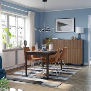 IKEA - LILLÅNÄS mesa y 4 sillas, marrón oscurocromado Bomst…