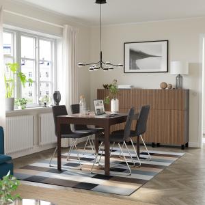 IKEA - LILLÅNÄS mesa y 4 sillas, marrón oscurocromado Gunna…