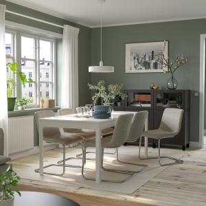 IKEA - LUSTEBO mesa y 6 sillas, blanco cromadoViarp beigema…