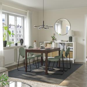 IKEA - MÅNHULT mesa y 4 sillas, marrón oscuroHakebo verde g…