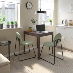 IKEA - MÅNHULT mesa y dos sillas, marrón oscuroHakebo verde…