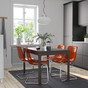 IKEA - TOBIAS mesa y 4 sillas, marrón oscuromarrón rojizo c…