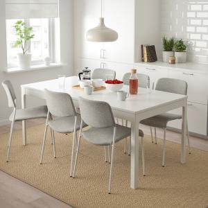 IKEA - UDMUND mesa y 6 sillas, blanco blancoViarp beigemarr…
