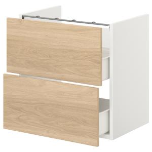 IKEA - armariolavabo 2 cajones, blancoefecto roble, 60x42x6…