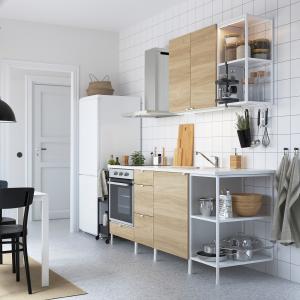 IKEA - cocina, blancoefecto roble, 203x63.5x222 cm blanco/e…