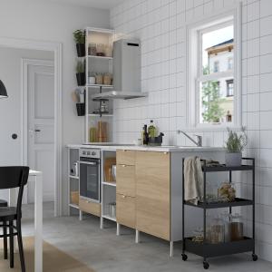IKEA - cocina, blancoefecto roble, 243x63.5x241 cm blanco/e…