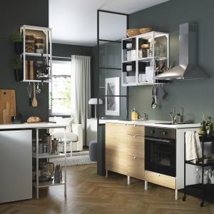 IKEA - cocina, blancoefecto roble, 163x63.5x222 cm blanco/e…