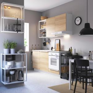 IKEA - cocina, blancoefecto roble, 183x63.5x222 cm blanco/e…