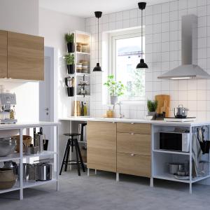 IKEA - cocina, blancoefecto roble, 243x63.5x241 cm blanco/e…