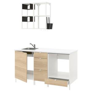 IKEA - cocina, blancoefecto roble, 163x63.5x222 cm blanco/e…