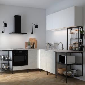 IKEA - Cocina de esquina antracita/efecto cemento blanco