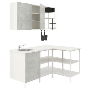 IKEA - Cocina de esquina blanco/efecto cemento