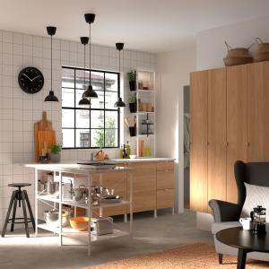 IKEA - cocina de esquina, blancoefecto roble blanco/efecto…