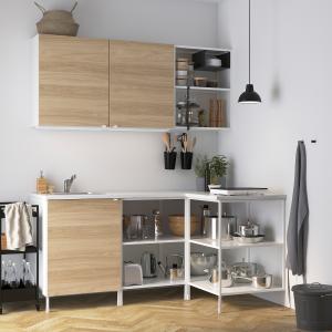 IKEA - cocina de esquina, blancoefecto roble blanco/efecto…