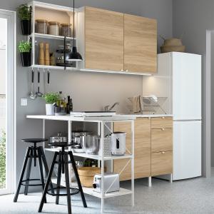 IKEA - cocina de esquina blanco/efecto roble