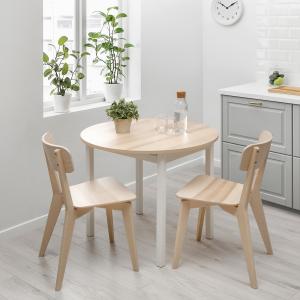 IKEA - mesa extensible, fresnoblanco, 90120x90 cm fresno/bl…