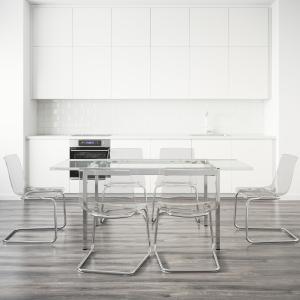 IKEA - TOBIAS Mesa y 6 sillas, transparente, transparente t…