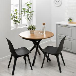 IKEA - mesa extensible, roblenegro, 90120x90 cm roble/negro