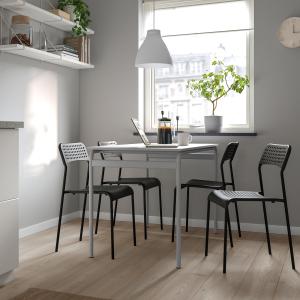 IKEA - ADDE mesa y 4 sillas, gris grisnegro, 110 cm gris gr…