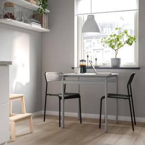 IKEA - ADDE mesa y dos sillas, gris grisnegro, 67 cm gris g…