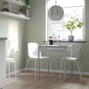 IKEA - LIDÅS mesa y dos sillas, grisblanco blanco, 67 cm gr…