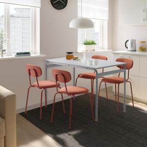 IKEA - ÖSTANÖ mesa y 4 sillas, grisRemmarn marrón rojizo, 1…
