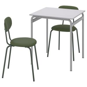 IKEA - ÖSTANÖ mesa y dos sillas, grisRemmarn verde oscuro,…