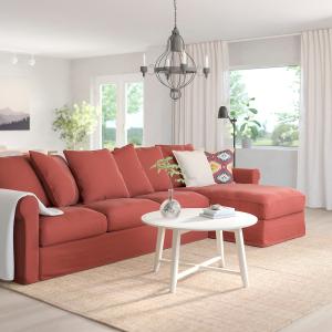 IKEA - sofá de 4 plazas con chaiselongue, Ljungen rojo clar…