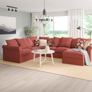 IKEA - sofá esquina 5 chaiselongue, Ljungen rojo claro Ljun…