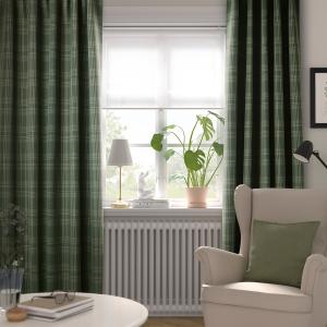 IKEA - cortinas semiopacas, 1 par, verde oscuro, 145x300 cm…