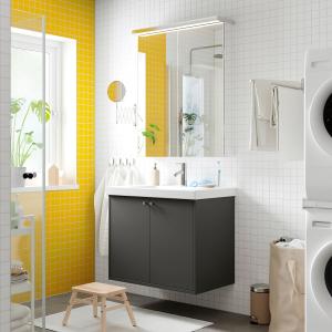 IKEA - Armario lavabo con puertas, gris oscuro, 80x48x63 cm…