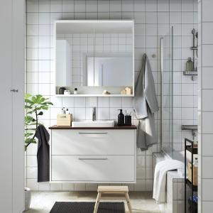 IKEA - ORRSJÖN mueble cajoneslavabogrifo, blancomarrón efec…