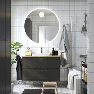 IKEA - ORRSJÖN mueble cajoneslavabogrifo, gris oscurobambú…