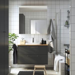 IKEA - ORRSJÖN mueble cajoneslavabogrifo, gris oscurobambú,…