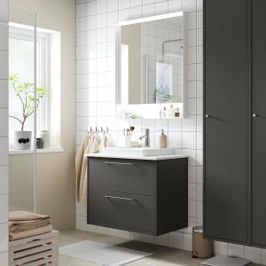 IKEA - ORRSJÖN mueble cajoneslavabogrifo, gris oscuroblanco…