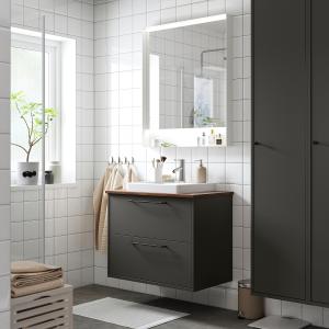 IKEA - ORRSJÖN mueble cajoneslavabogrifo, gris oscuromarrón…