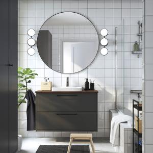 IKEA - ORRSJÖN mueble cajoneslavabogrifo, gris oscuromarrón…