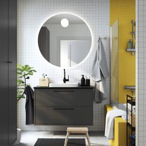 IKEA - ORRSJÖN mueble cajoneslavabogrifo, gris oscuronegro…