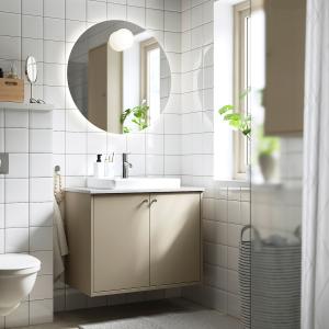 IKEA - ORRSJÖN mueble puertaslavabogrifo, beigeblanco efect…