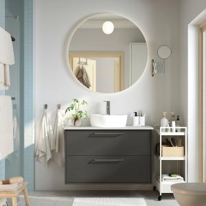 IKEA - TÖRNVIKEN mueble cajoneslavabogrifo, gris oscuroblan…