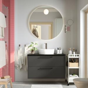 IKEA - TÖRNVIKEN mueble cajoneslavabogrifo, gris oscuronegr…