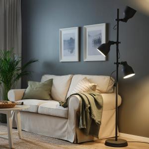 IKEA - Lámpara pie&3 focos, gris oscuro gris oscuro