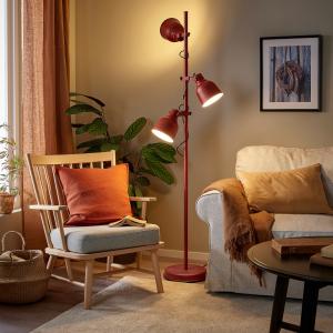 IKEA - lámpara pie&3 focos, marrón rojizo marrón rojizo