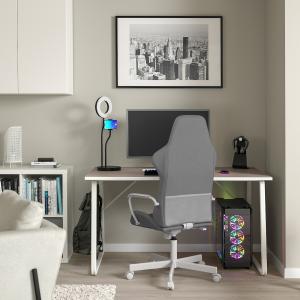 IKEA - UTESPELARE escritorio y silla gaming, beigegris beig…