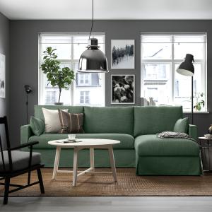 IKEA - sofá 3 con chaiselongue dcha, Hemmesta verde grisáce…