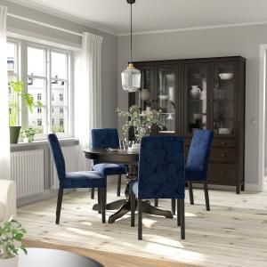 IKEA - BERGMUND mesa y 4 sillas, negroKvillsfors azul oscur…