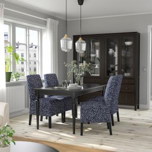 IKEA - BERGMUND mesa y 4 sillas, negroRyrane azul oscuro, 1…